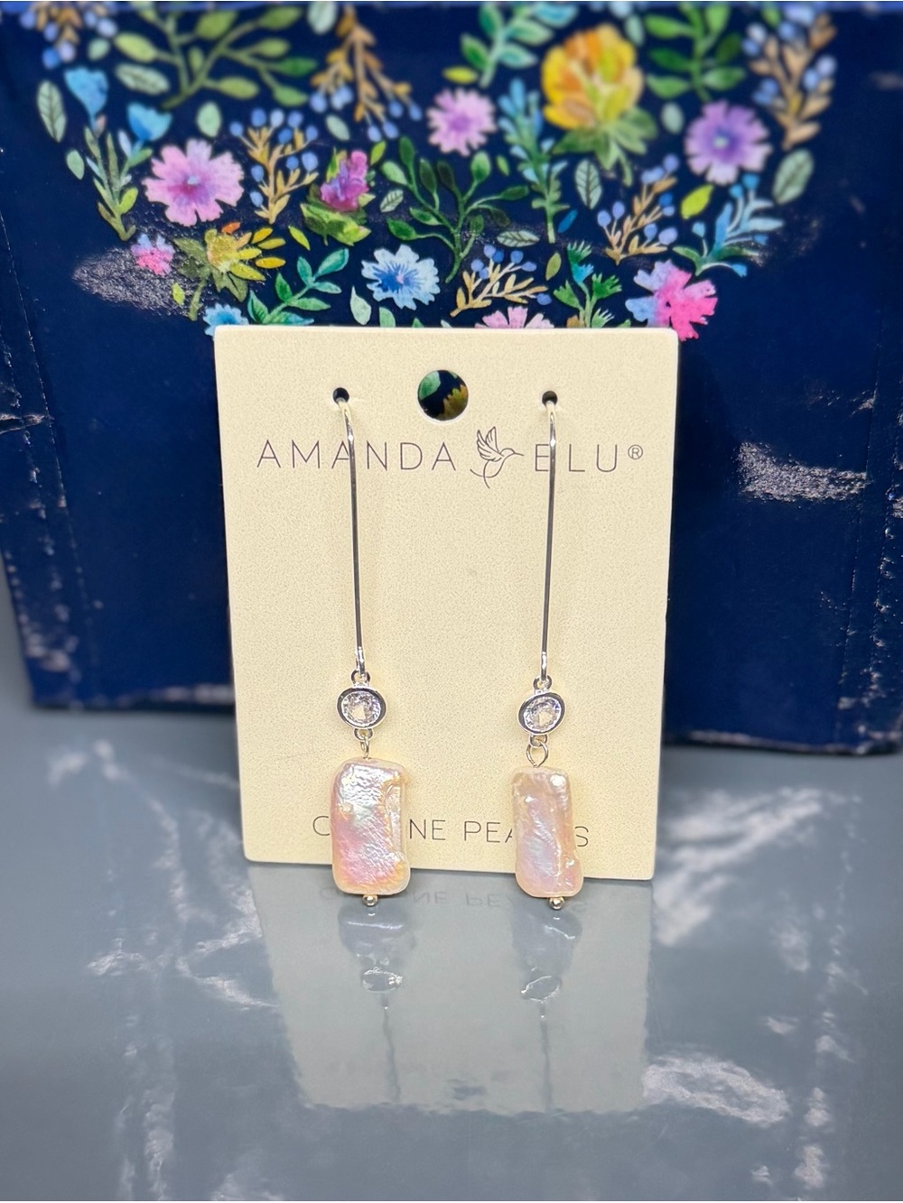 Pink Iridescent Drop Pearl Earrings